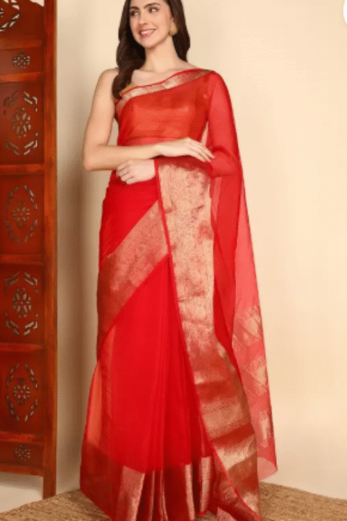 Pankhudi Fashion organza saree for womens