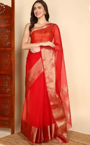 Pankhudi Fashion organza saree for womens
